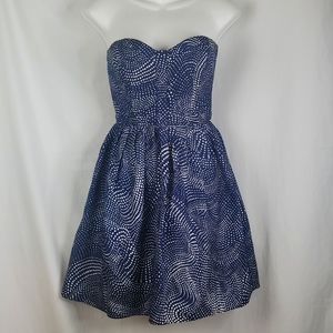 Devlin polka dot blue off- shoulder dress sz small